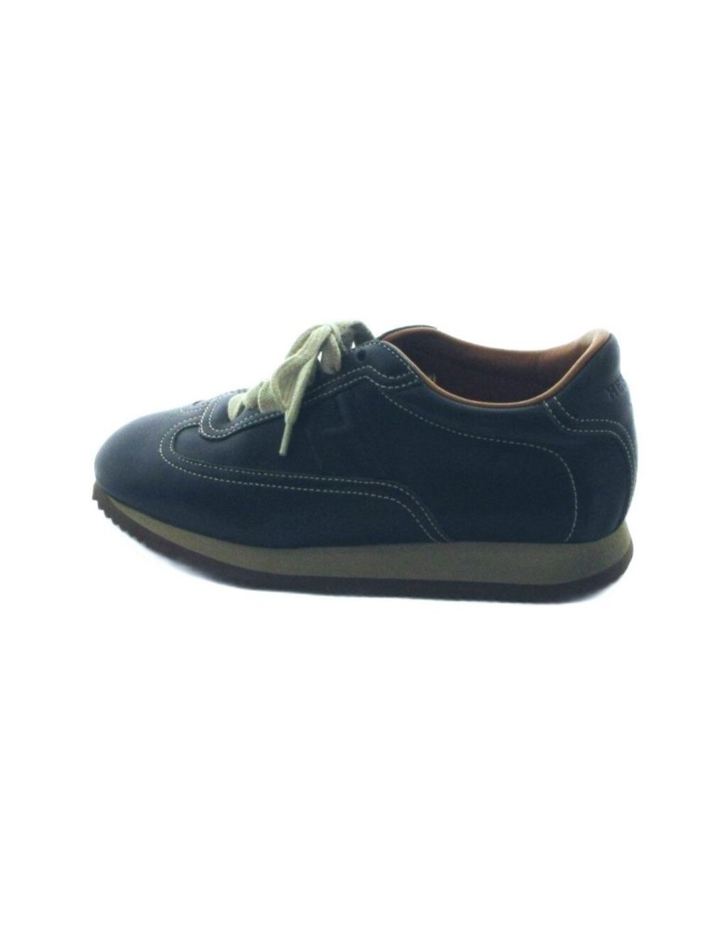 Hermes Quick Sneakers Low Cut Shoes Logo Leather Navy